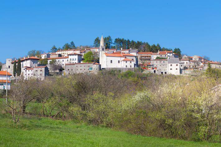 Stanjel in vas.